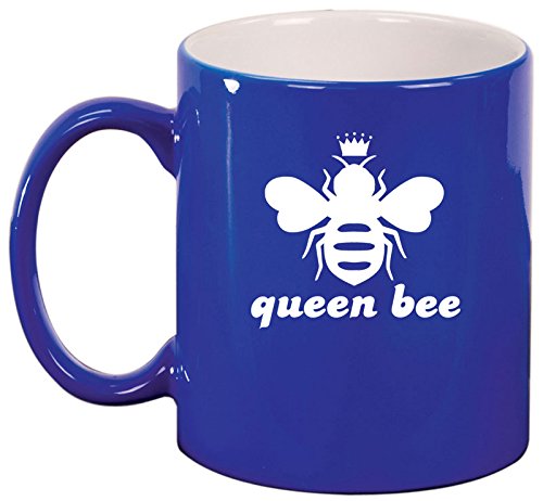 Ceramic Coffee Tea Mug Cup Queen Bee (Blue)