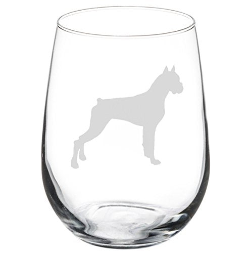 Wine Glass Goblet Boxer Dog (17 oz Stemless)