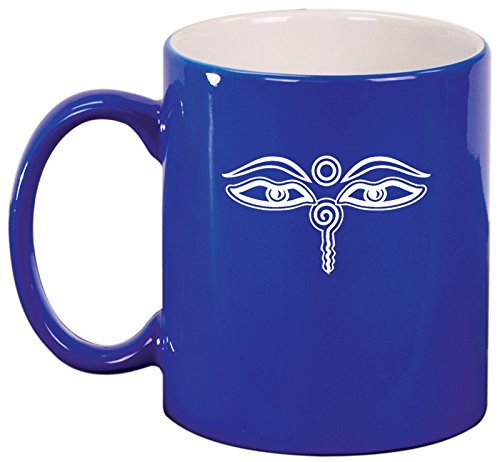 Ceramic Coffee Tea Mug Buddha Eyes (Blue)