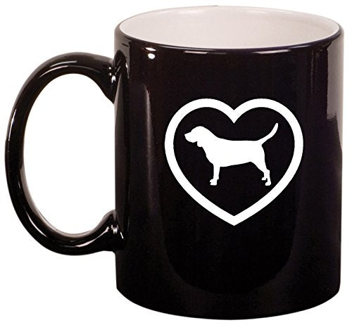 Ceramic Coffee Tea Mug Cup Beagle Heart (Black)