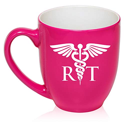 16 oz Large Bistro Mug Ceramic Coffee Tea Glass Cup RT Rad Tech Radiologic Technologist (Hot-Pink)