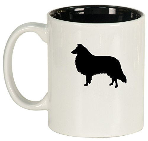 Ceramic Coffee Tea Mug Cup Collie (White)