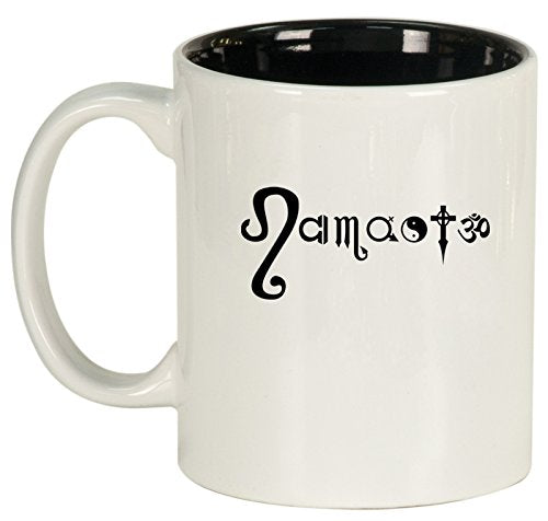 Ceramic Coffee Tea Mug Cup Namaste Yoga (White)