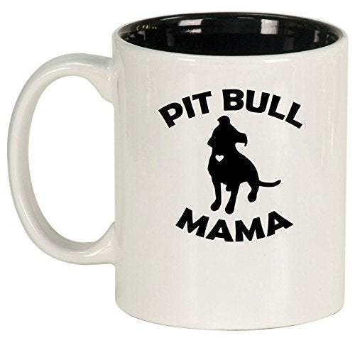 Ceramic Coffee Tea Mug Cup Pit Bull Mama (White)