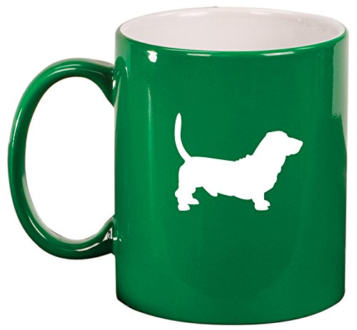 Ceramic Coffee Tea Mug Cup Basset Hound (Green)