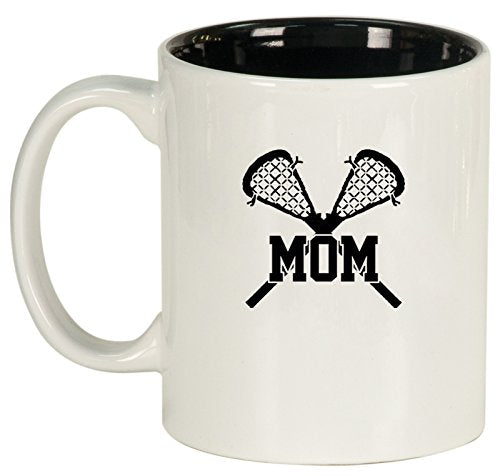 Ceramic Coffee Tea Mug Lacrosse Mom (White)