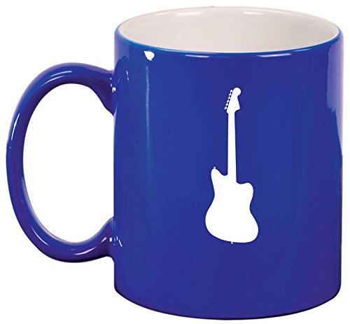 Ceramic Coffee Tea Mug Cup Bass Guitar (Blue)