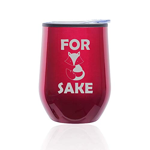 Stemless Wine Tumbler Coffee Travel Mug Glass With Lid For Fox Sake (Fuchsia)