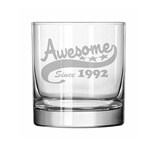 11 oz Rocks Whiskey Highball Glass Funny 25th Birthday Awesome Since 1992