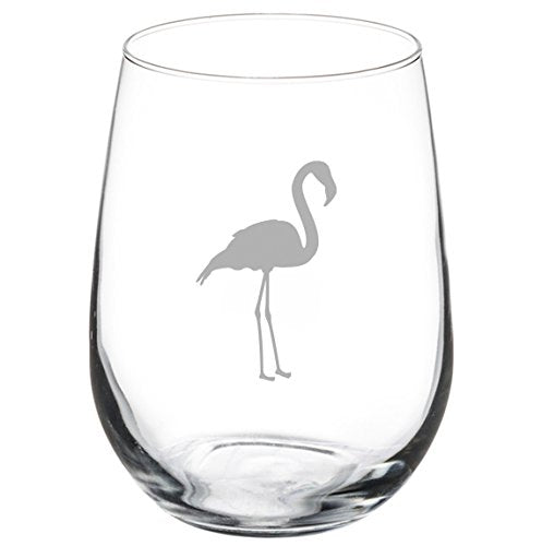 17 oz Stemless Wine Glass Flamingo,MIP