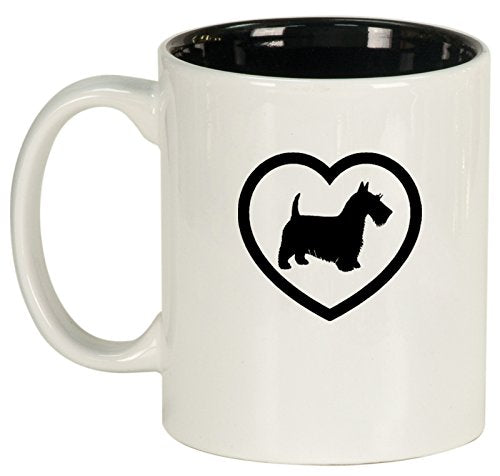 Ceramic Coffee Tea Mug Scottie Heart (White)