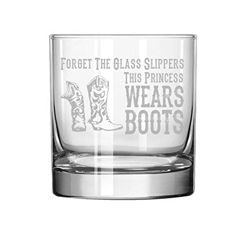 11 oz Rocks Whiskey Highball Glass Princess Wears Boots Cowgirl