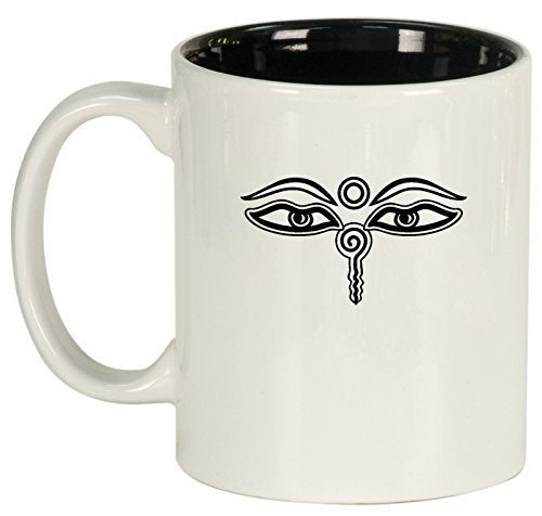Ceramic Coffee Tea Mug Buddha Eyes (White)