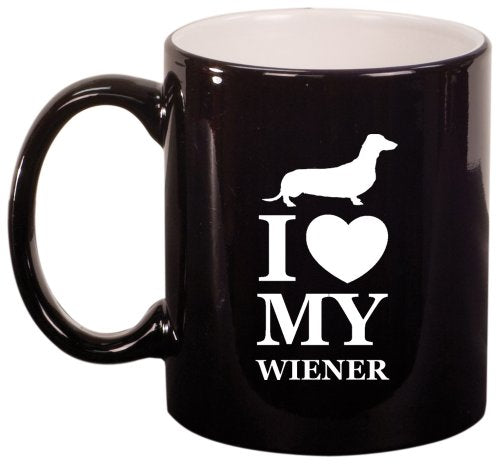 I Love My w*ener Dachshund Ceramic Coffee Tea Mug Cup Black
