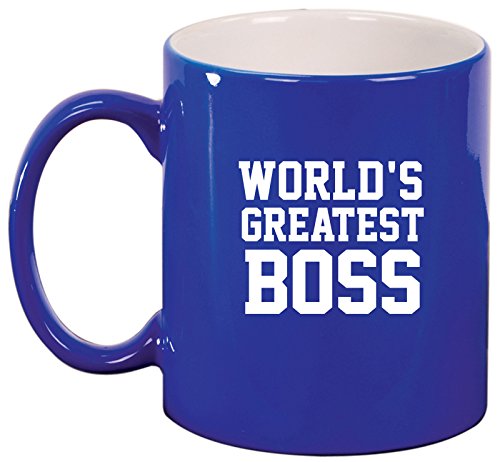 Ceramic Coffee Tea Mug Cup World's Greatest Boss (Blue)