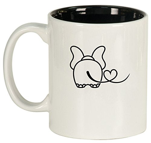 Ceramic Coffee Tea Mug Cup Elephant In Love (White)