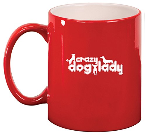 Ceramic Coffee Tea Mug Crazy Dog Lady (Red)