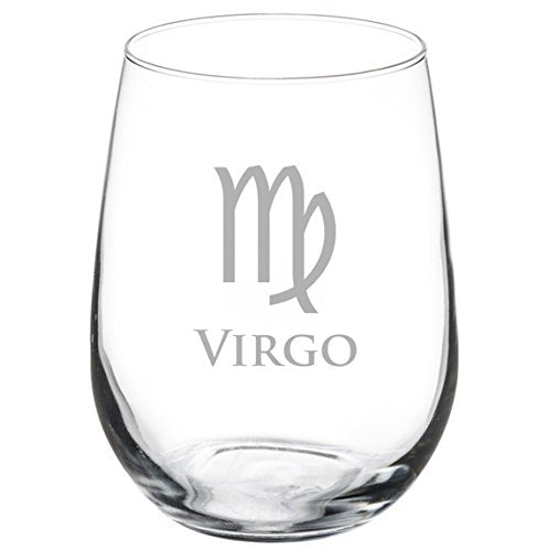 Wine Glass Goblet Horoscope Zodiac Birth Sign (17 oz Stemless, Virgo),MIP