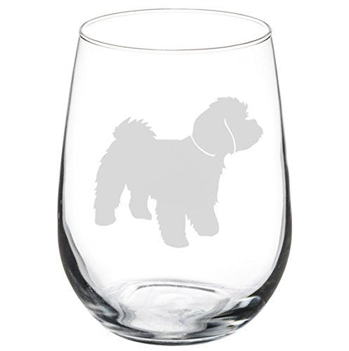 Wine Glass Goblet Maltipoo (17 oz Stemless)