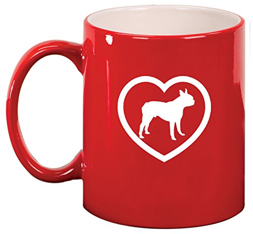 Ceramic Coffee Tea Mug Heart Boston Terrier (Red)