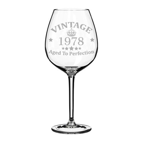 Wine Glass Goblet 39th Birthday Vintage Aged To Perfection 1978 (20 oz Jumbo)