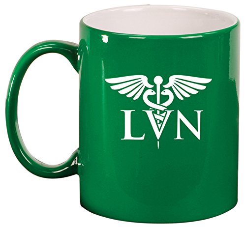 Ceramic Coffee Tea Mug Cup LVN Licensed Vocational Nurse (Green)