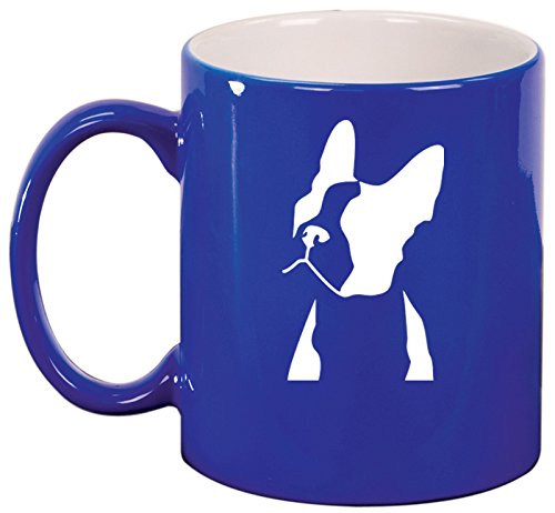 Ceramic Coffee Tea Mug Cup Boston Terrier Face (Blue)