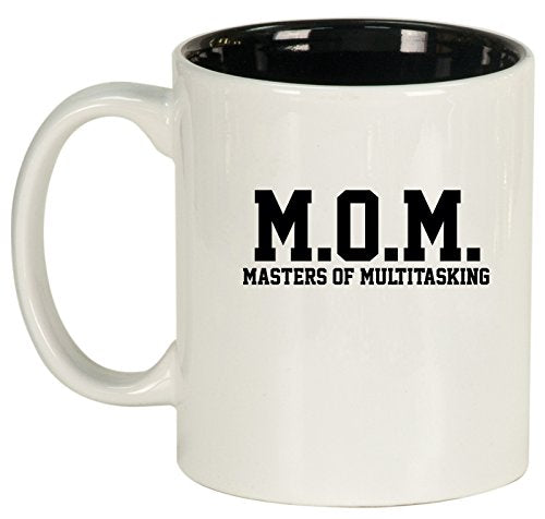 MOM Masters of Multitasking Ceramic Coffee Tea Mug Cup (White)