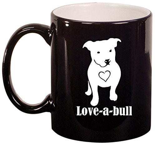 Ceramic Coffee Tea Mug Cup Love-a-bull Pitbull Love (Black)