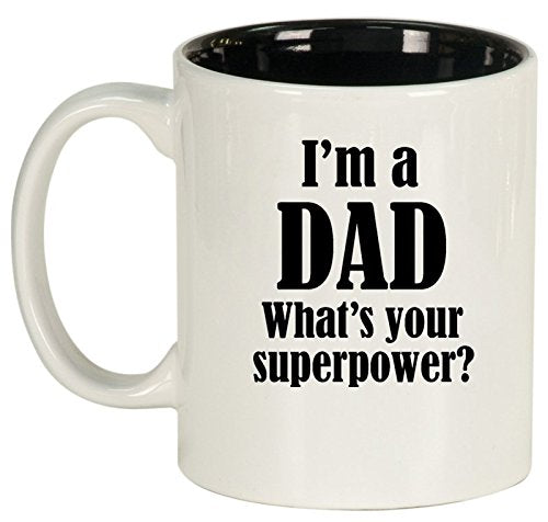 Ceramic Coffee Tea Mug Cup Dad Superpower Father (White)