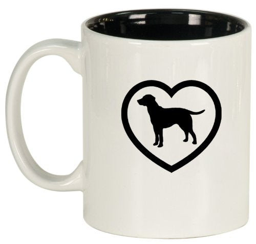 Lab Labrador Retriever Heart Ceramic Coffee Tea Mug Cup White Black