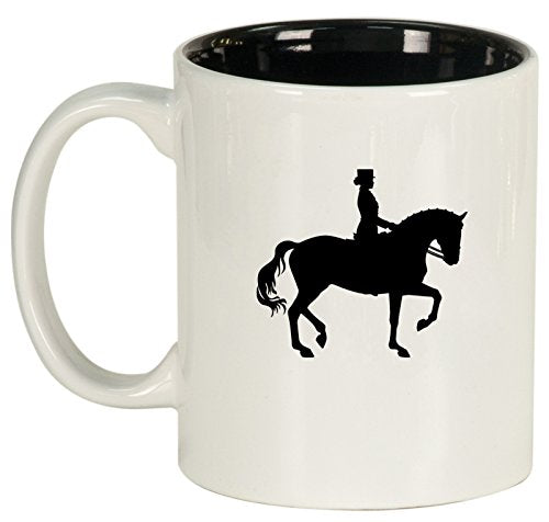 Ceramic Coffee Tea Mug Cup Dressage Horse With Rider (White)