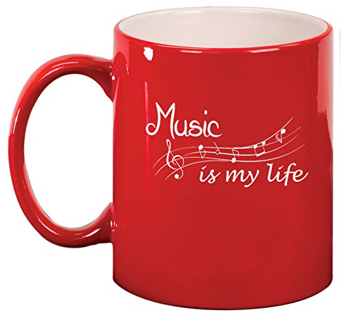 Ceramic Coffee Tea Mug Cup Music Is My Life (Red)
