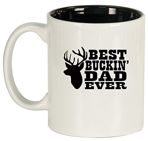 Ceramic Coffee Tea Mug Cup Best Buckin Dad Ever Father (White)