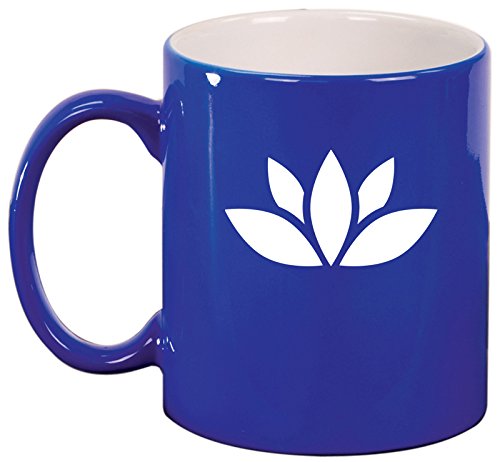 Ceramic Coffee Tea Mug Cup Yoga Lotus Icon (Blue)