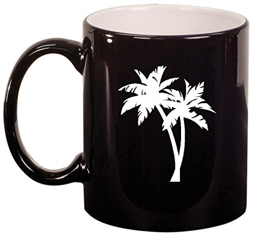 Ceramic Coffee Tea Mug Cup Palm Trees (Black)