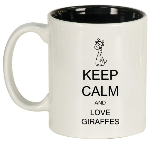 Keep Calm and Love Giraffes Ceramic Coffee Tea Mug Cup White Black
