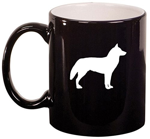 Ceramic Coffee Tea Mug Cup Siberian Husky (Black)