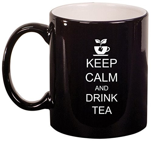 Ceramic Coffee Tea Mug Keep Calm and Drink Tea (Black)