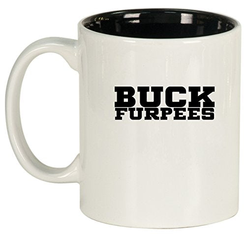 Ceramic Coffee Tea Mug Cup Buck Furpees (White)