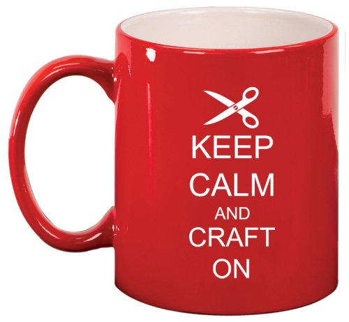 Keep Calm and Craft On Ceramic Coffee Tea Mug Cup Red