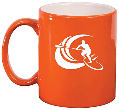 Ceramic Coffee Tea Mug Cup Stand Up Paddle Board Surf (Orange)