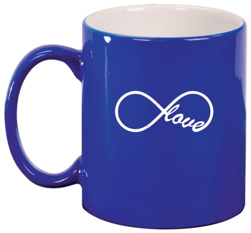 Infinity Infinite Love Ceramic Coffee Tea Mug Cup Blue