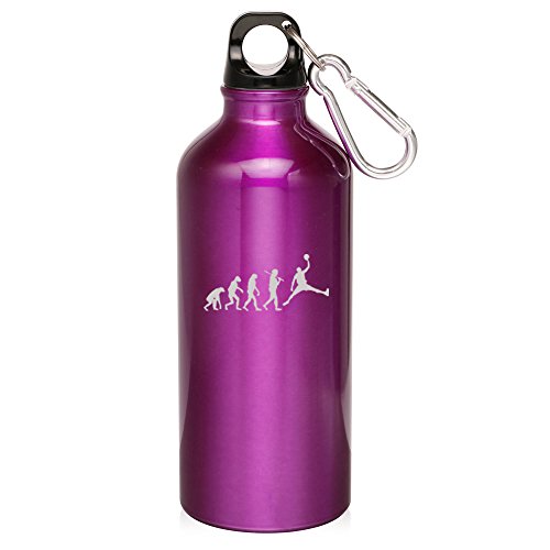 20oz Aluminum Sports Water Bottle Caribiner Clip Evolution Basketball (Purple)