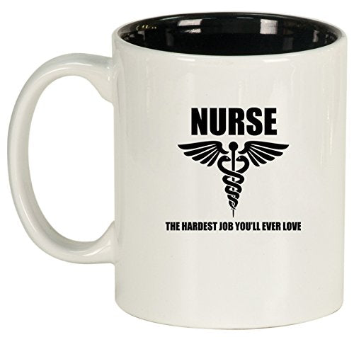 Ceramic Coffee Tea Mug Nurse Hardest Job You'll Ever Love (White)