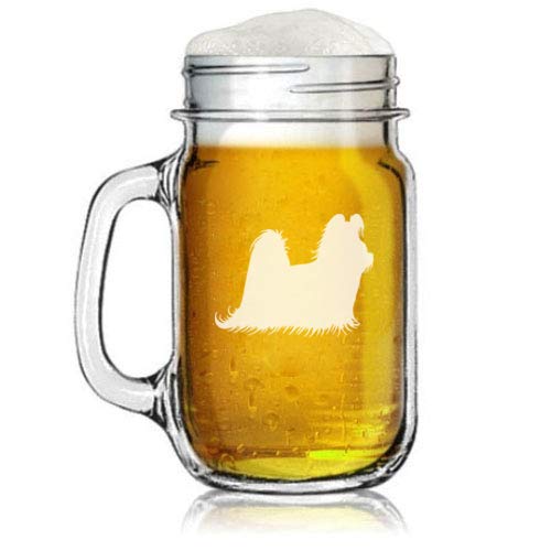 16oz Mason Jar Glass Mug w/Handle Shihtzu