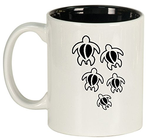 Ceramic Coffee Tea Mug Cup Swimming Turtles (White)