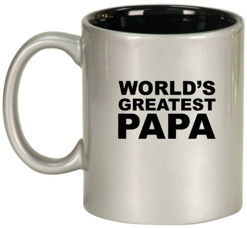 Silver Ceramic Coffee Tea Mug World's Greatest Papa