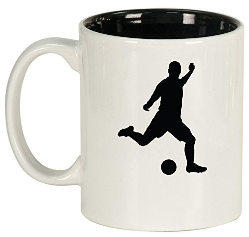 Ceramic Coffee Tea Mug Cup Soccer Player (White)