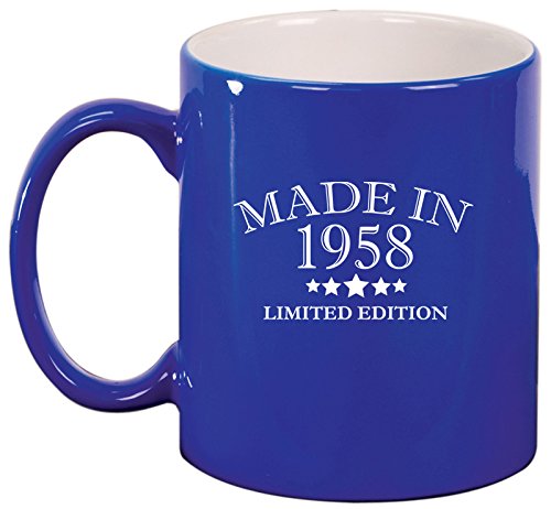 Ceramic Coffee Tea Mug Cup Made In 1958 Birthday 60th Birthday (Blue)